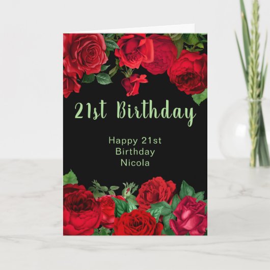 Elegant Red Roses Flowers Birthday Party  カード (正面)