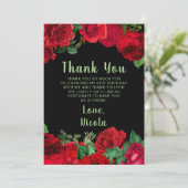 Elegant Red Roses Flowers Birthday Party サンキューカード (スタンド正面)