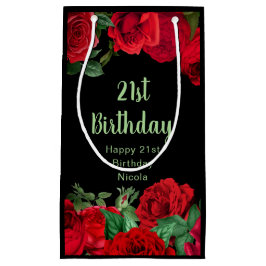 Elegant Red Roses Flowers Birthday Party スモールペーパーバッグ