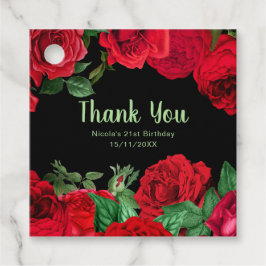 Elegant Red Roses Flowers Birthday Party フェイバータグ