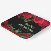 Elegant Red Roses Flowers Birthday Party ペーパープレート (傾斜あり)
