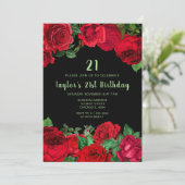 Elegant Red Roses Flowers Birthday Party 招待状 (スタンド正面)