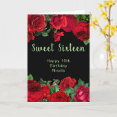 Elegant Red Roses Flowers Sweet Sixteen カード (黄色い花)