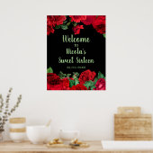 Elegant Red Roses Flowers Sweet Sixteen ポスター (キッチン)