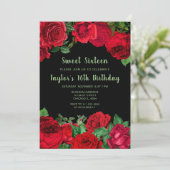 Elegant Red Roses Flowers Sweet Sixteen 招待状 (スタンド正面)