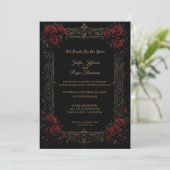 Elegant red roses Gothic wedding Invitation 招待状 (スタンド正面)