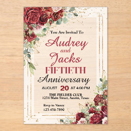 Elegant Red Roses Wedding アクリル招待状