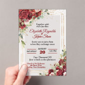 Elegant Red Roses Wedding アクリル招待状 (インサイチュ (ポータブル))