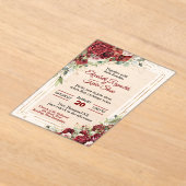 Elegant Red Roses Wedding アクリル招待状 (レイダウン)