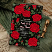 Elegant Red Roses Wedding Invitation – Romantic 招待状