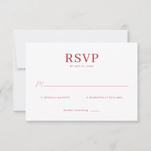 Elegant Red RSVP Card (正面)