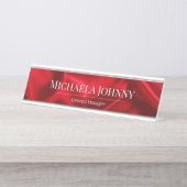 Elegant Red Satin Finish Custom Wedding Planner  デスクネームプレート (正面)