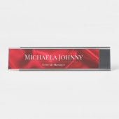 Elegant Red Satin Finish Custom Wedding Planner  デスクネームプレート (正面)