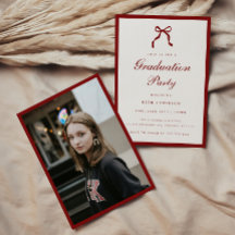 Elegant Red Script Coquette Graduation Party Photo