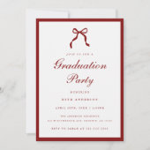 Elegant Red Script Coquette Graduation Party Photo 招待状 (正面)