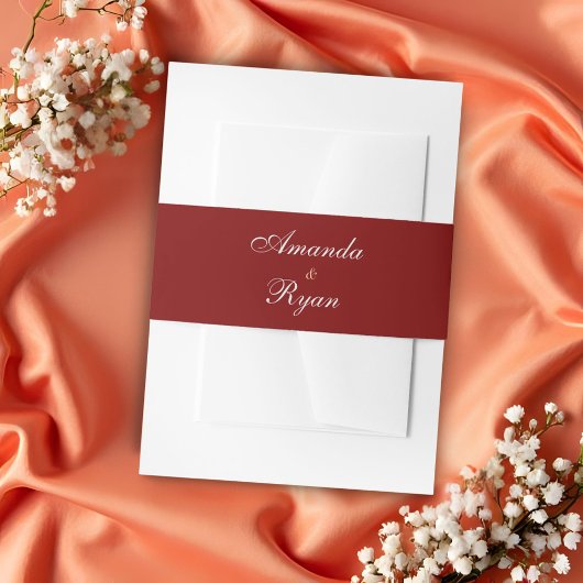 Elegant Red Script Wedding 招待状ベリーバンド