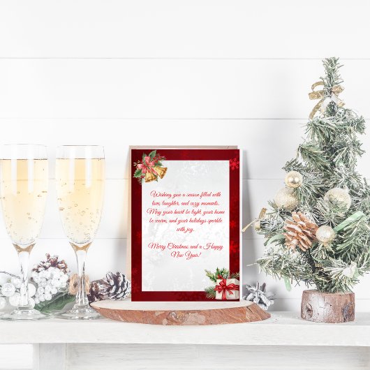 Elegant Red & Silver Festive Christmas Greeting シーズンカード
