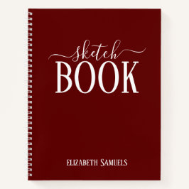 Elegant Red Sketch Book with name gift for her ノートブック