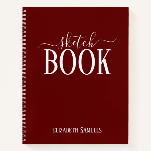 Elegant Red Sketch Book with name gift for her ノートブック (正面)