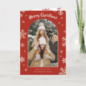 Elegant Red Snowflake Christmas Photo Card シーズンカード (正面)