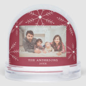 Elegant Red Snowflake Family Photo Christmas (裏面)