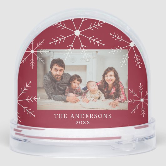 Elegant Red Snowflake Family Photo Christmas (裏面)