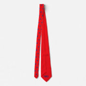 Elegant Red Tie with Embroidered-Effect Blue Stars ネクタイ (裏面)