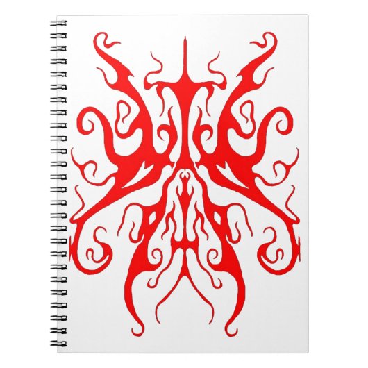 Elegant Red Tribal Mask Abstract Design ノートブック (正面)
