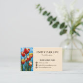 Elegant Red Tulip Floral Business Card 名刺 (スタンド正面)