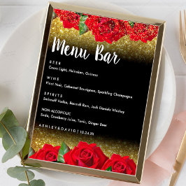 Elegant Red Turkish Roses Wedding Menu bar Sign  ポスター