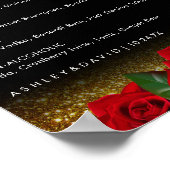 Elegant Red Turkish Roses Wedding Menu bar Sign ポスター (角)