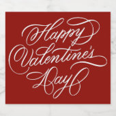 Elegant Red Valentines Day Calligraphy  スパークリングワインラベル (シングルラベル)