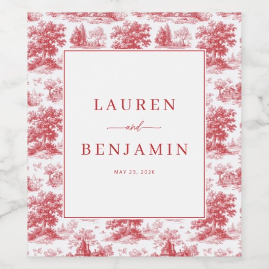 Elegant Red Vintage Illustrations ワインラベル (シングルラベル)