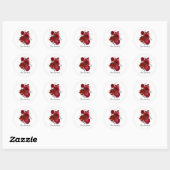 Elegant red Wedding roses customizable ラウンドシール (シート)