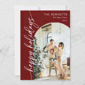 Elegant Red What A Year Happy Holidays Photo シーズンカード (正面)