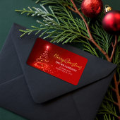 Elegant Red White and Gold Christmas Holiday Name  ラベル