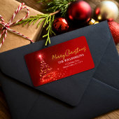 Elegant Red White and Gold Christmas Holiday Name  ラベル