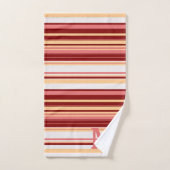 Elegant red white and pink stripes monogram バスタオルセット (ハンドタオル)