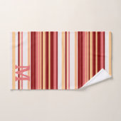 Elegant red white and pink stripes monogram バスタオルセット (ハンドタオル)