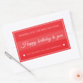 Elegant Red & White Birthday 長方形シール (封筒)