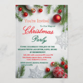 Elegant Red & White Christmas Party Invitation 招待状 (正面)