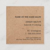 Elegant Red White Circle Printed Kraft Hairdresser スクエア名刺 (裏面)