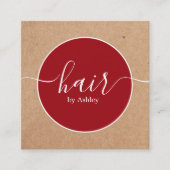Elegant Red White Circle Printed Kraft Hairdresser スクエア名刺 (正面)