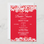 Elegant Red White Floral Bridal Shower Party 招待状 (正面)