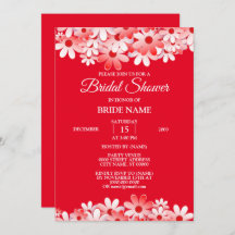 Elegant Red White Floral Bridal Shower Party