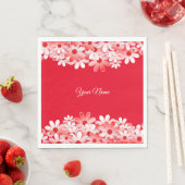 Elegant Red White Floral Name Party スタンダードランチョンナプキン (インサイチュ)