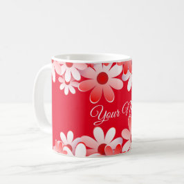 Elegant Red White Floral Wedding コーヒーマグカップ