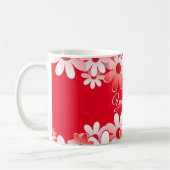 Elegant Red White Floral Wedding コーヒーマグカップ (左)