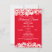 Elegant Red White Floral Wedding Rehearsal Dinner 招待状 (正面)