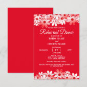 Elegant Red White Floral Wedding Rehearsal Dinner 招待状 (正面/裏面)
